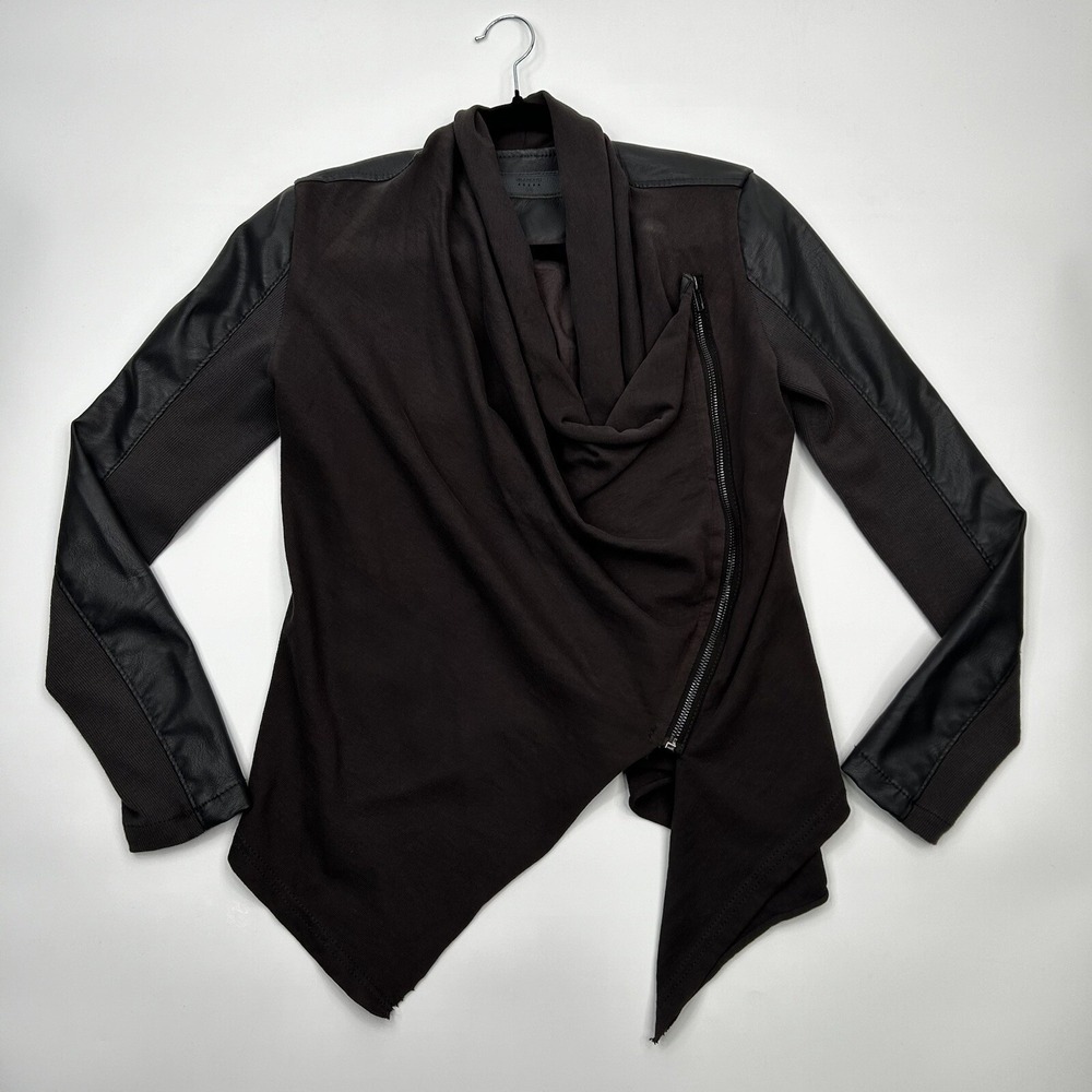 Blank NYC Private‎ Practice Vegan Leather Moto Jacket Gray Sz XS Assymetric